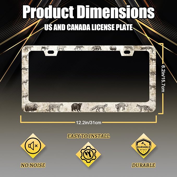 Animals License Plate Frame Bear Deer Horse Tiger License Plate Holder - Image 2
