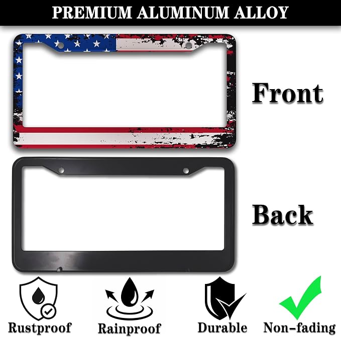 License Plate Cover Multicolor License Plate Frames Patriotic USA American Flag - Image 3