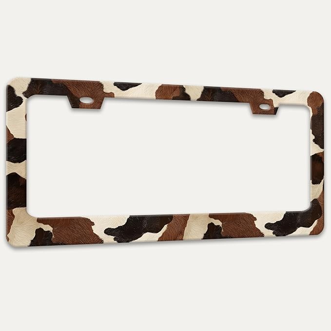 Cow Print Texture License Plate Frame Animal Skin Spots License Plate Holders - Image 7