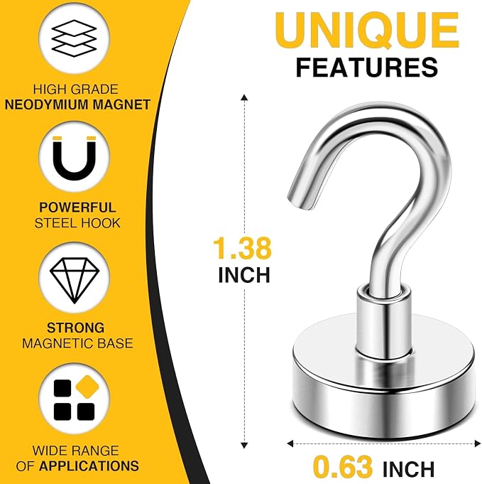 DIYMAG Magnetic Hooks, 30lbs+ Magnet Hook 2025 Cruise Cabin Ship Essentials - Image 3