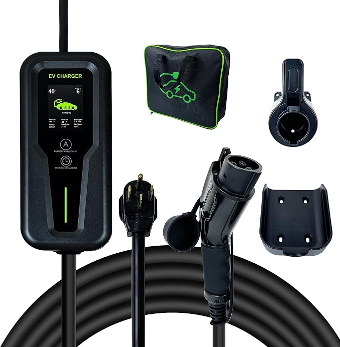 Level 2 EV Charger 40Amp, NEMA 14-50 J1772 Connector and 25 ft Cable, Portable by LOYALGLORY