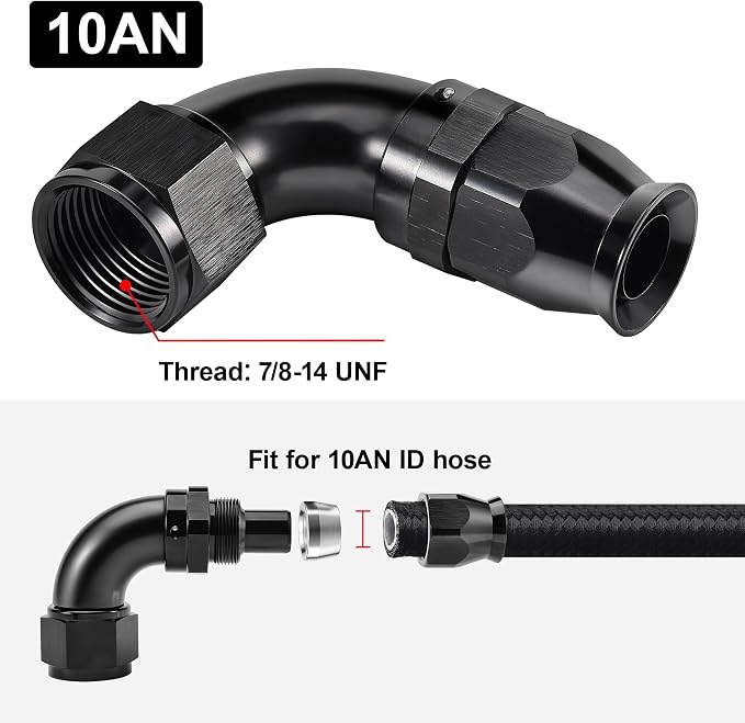 EVIL ENERGY 10AN 90 Degree PTFE One Piece Full Flow End Hose Fitting Aluminum - Image 4