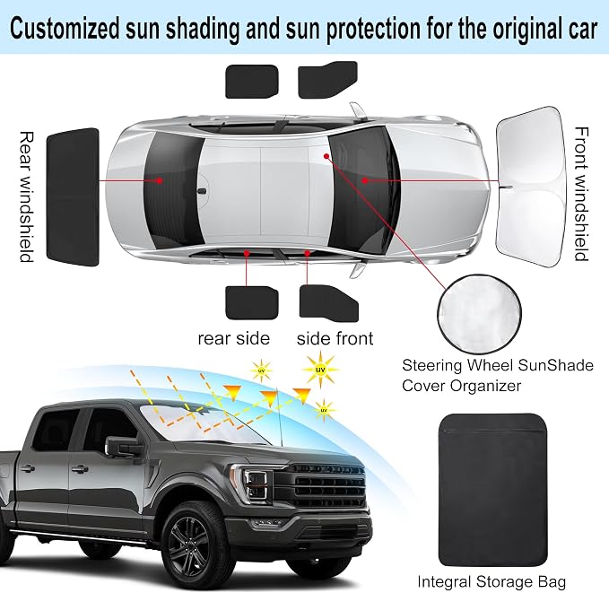 TINGLU Window Shades for Ford F150 4Door 2021-2024 2025 Accessories Car Side - Image 3