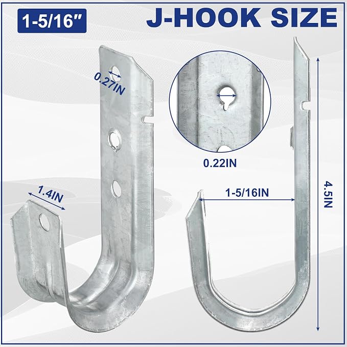 Gisafai 50 Cable Support J Hook, Cable Hooks - Image 2