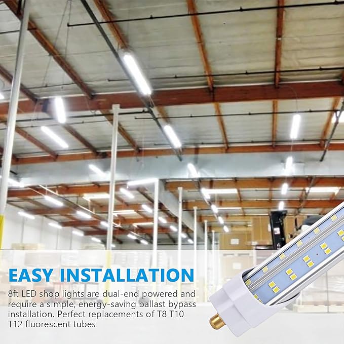 20/Pack LED Light Tubes -144W 6000K 18800 Lumens, Single Pin Fa8 Base, T8 T10 - Image 2