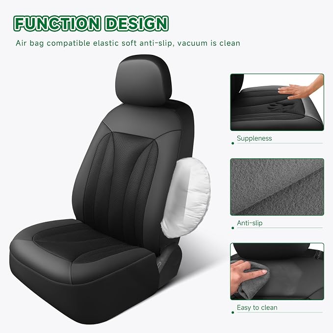 GIANT PANDA Fit Chevy Silverado 1500 2500 3500 Front Car Seat Cover, 3D Air - Image 6