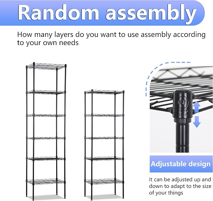 BestOffice Metal Garage Shelving 6 Tiers Garage Storage Shelves Heavy Duty 17”D - Image 6