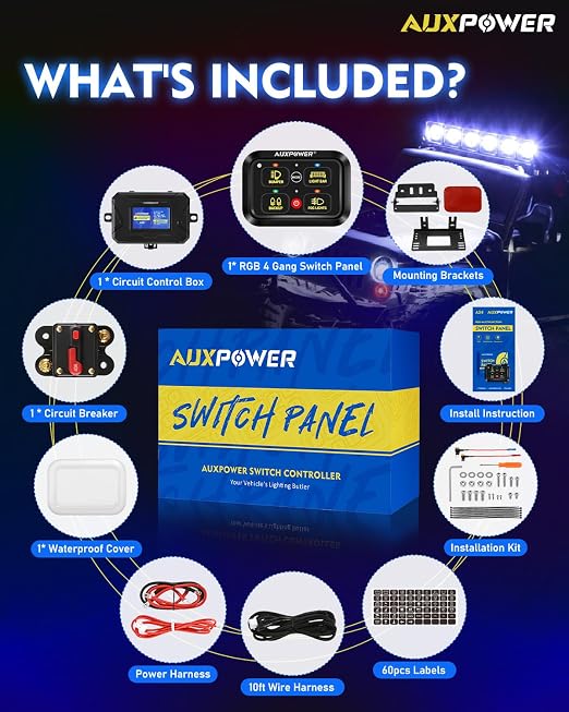 Auxpower RGB 4 Gang Switch Panel A24 Auxiliary Switch Panel - Image 8