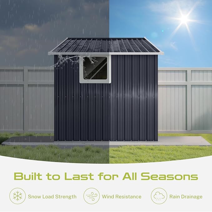 9 x 6.4 Ft Outdoor Storage Shed, Heavy-Duty Metal Shed - Image 6