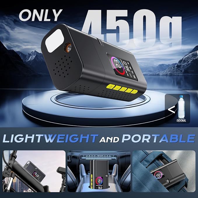 180PSI Tire Inflator Portable Air Compressor, 26000mAh Portable Tire Inflator - Image 7