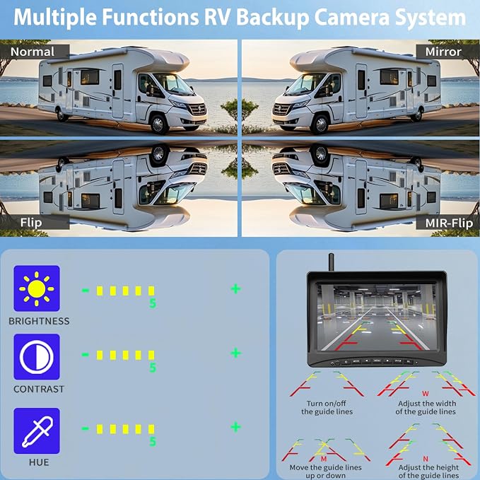 Solar Wireless Backup Camera Magnetic, 7 Inch Portable Installation RV Backup - Image 7