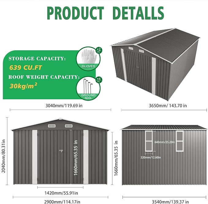 10X12 FT Outdoor Storage Shed - Image 2