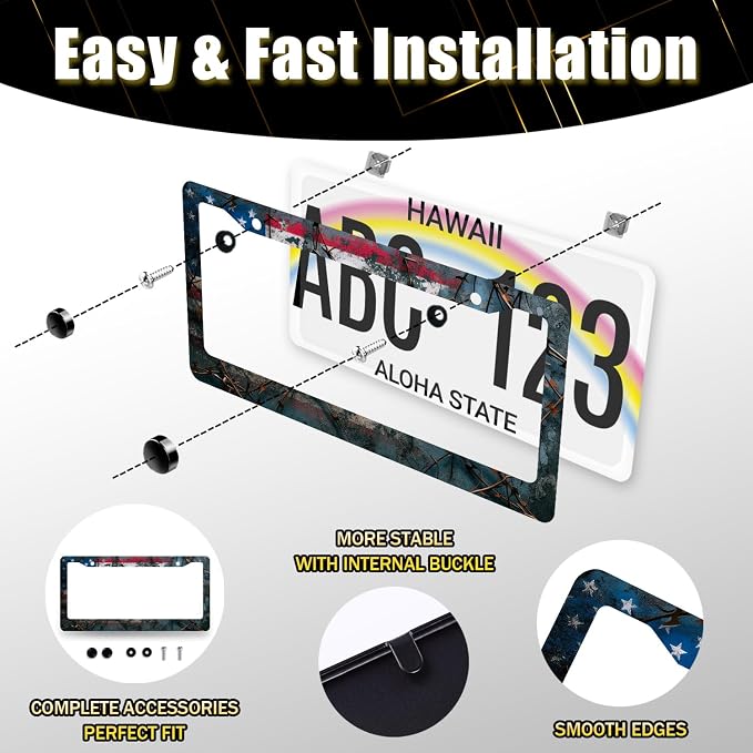 American Flag License Plate Frame Patriotic USA License Plate Holder Stainless - Image 7