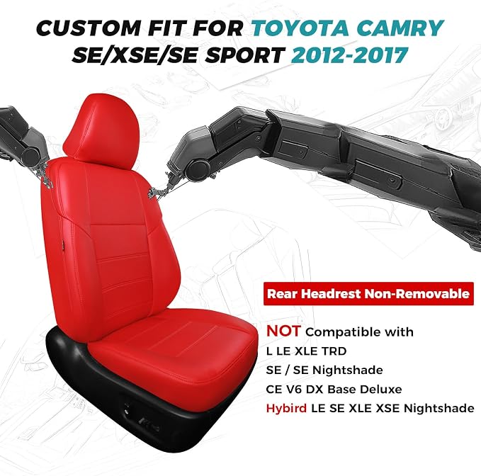 for Toyota Camry Seat Covers SE XSE SE Sport 2012 2013 2014 2015 2016 2017 - Image 2