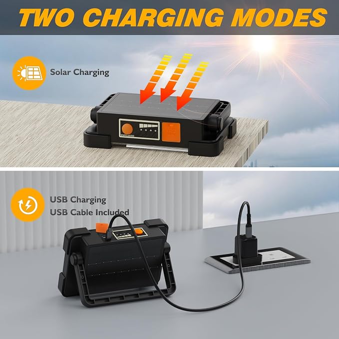 120W Solar Rechargeable Work Light, 144 LED 10000LM Led Work Light - Image 3