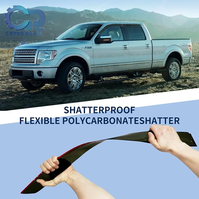 Rain Guards Window Visors Fit for 2009-2014 Ford F150 SuperCrew Cab Truck - Image 4