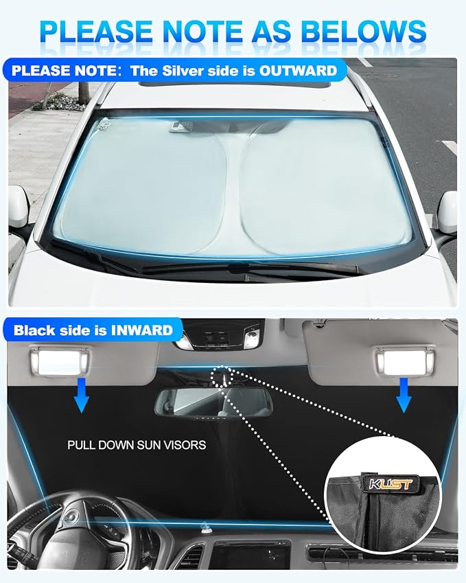 KUST Windshield Sun Shade for Kia Rio 2018-2023 Window Shade Sun Visor Cover - Image 3