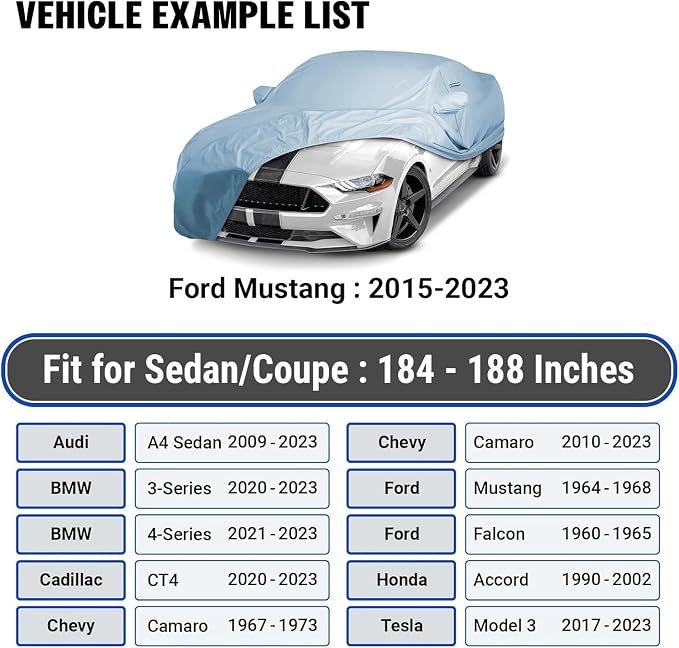 iCarCover 18-Layer Car Cover Waterproof All Weather, UV Protection, Ford Mustang - Image 4