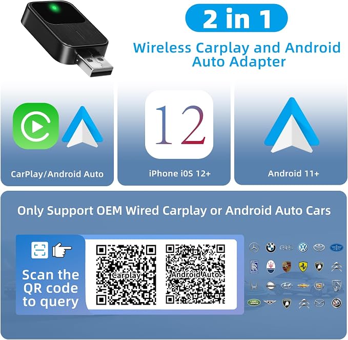 Wireless CarPlay Adapter for Apple, Android Auto Car Adapter 2025, 2in1 Mini - Image 2