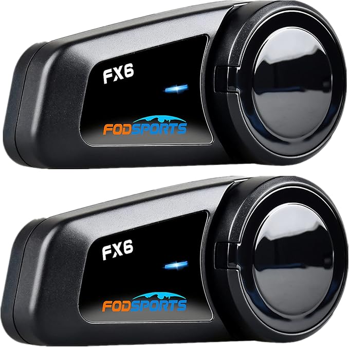 Fodsports FX6 Motorcycle Bluetooth Headset 2 Pack, 6 Riders Group Motorcycle by FODSPORTS