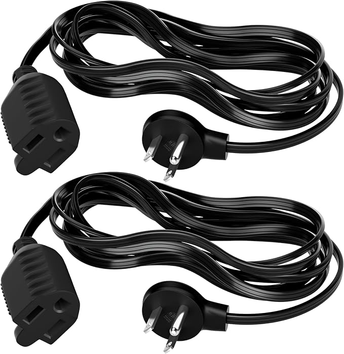 Elecan Flat Plug Extension Cord 2 Ft 2 Pack by Elecan