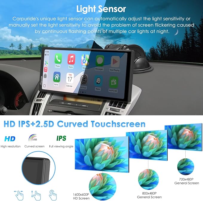 CARPURIDE 10.26 Inch Wireless/Wired Apple CarPlay, Android Auto and Mirror Link - Image 6