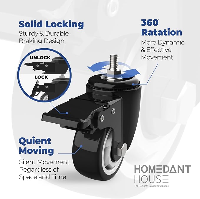 HOMEDANT House 5-Tier Metal Rolling Cart Shelf Rack Casters Heavy Duty Wheel - Image 9