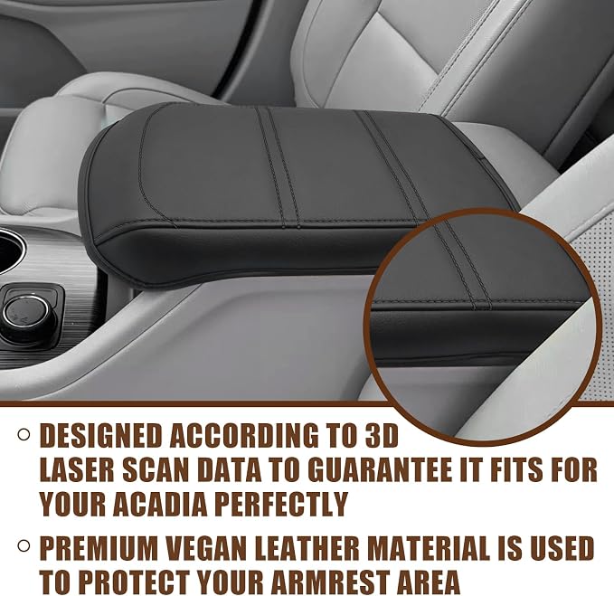 Muslogy for Acadia 2017-2023 Center Console Pad Armrest Cover Vegan Leather - Image 2