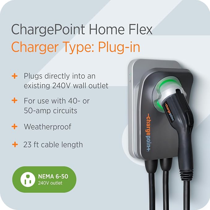ChargePoint HomeFlex Level 2 EV Charger J1772, NEMA 6-50 Plug - Image 3