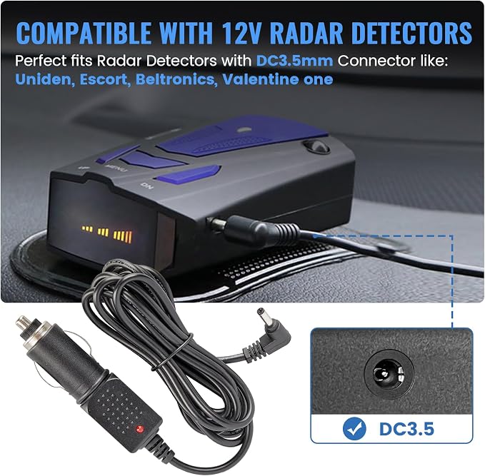EWAY 12V Power Cord for Cobra Whistler Radar Detector 6.5ft, Replacement Car - Image 3