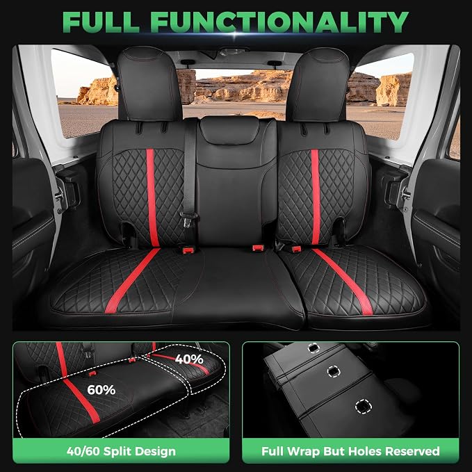 for Jeep Wrangler Seat Covers 4Door JL 2018 2019 2020 2021 2022 2023 2024 2025 - Image 5