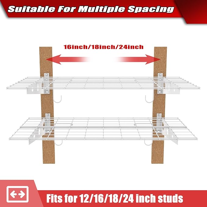 WALMANN 2 Pack Garage Wall Shelves, 2 x 4 ft/24 * 48 inch Wall Mounted Storage - Image 5