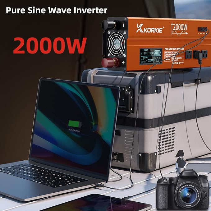 2000W Pure Sine Wave Inverter, Car Power Inverter, 12V DC to 110V, - Image 9