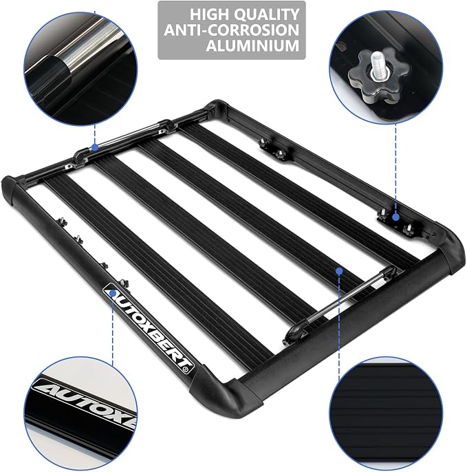 AUTOXBERT 50" x37.8" x3.54" Universal Aluminum Roof Rack Rooftop Cargo Carrier - Image 4