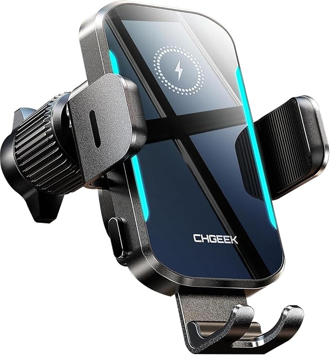 CHGeek 15W Wireless Car Charger – Auto-Clamping Qi Fast Charging Vent Mount by CHGeek
