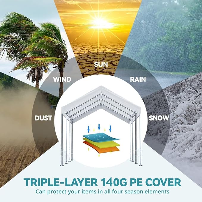 10' x20' Upgraded Carport Replacement Canopy Cover - Image 6