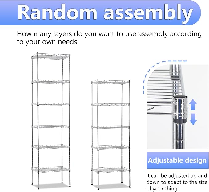 BestOffice Metal Garage Shelving 6 Tiers Garage Storage Shelves Heavy Duty 17”D - Image 6