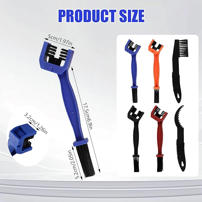 6 PCS Motorcycle Chain Cleaning Kit, Double-Head Universal Chain Brush - Image 3