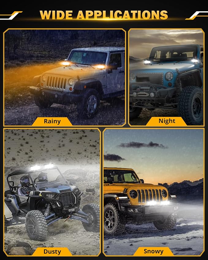 Auxbeam 7 Inch 300W LED Light Bar, 6 Modes Strobe Amber Pod Lights Yellow Fog - Image 7