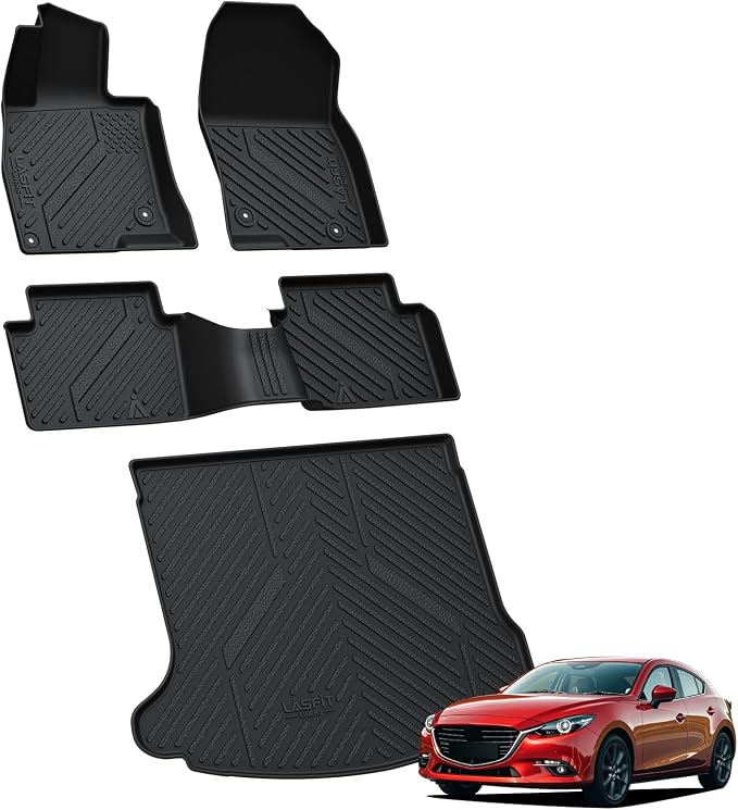 LASFIT Floor Mats & Cargo Mat for Mazda 3 2018 2017 2016 2015 2014 All Weather - Image 9