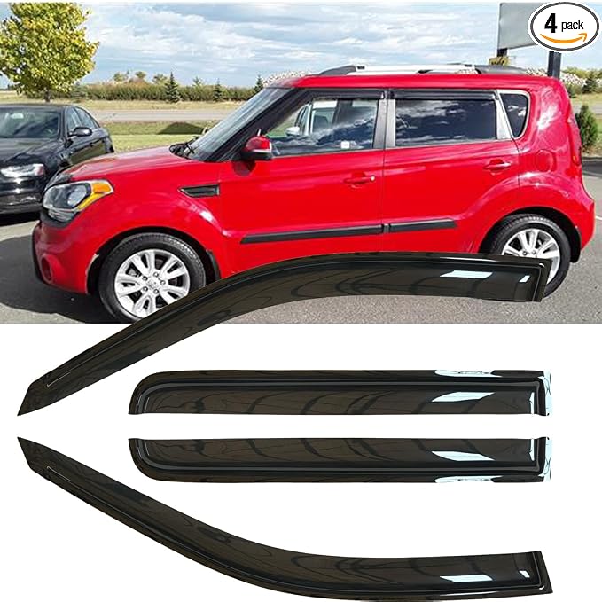 4pcs Outside Mount Style Sun Rain Guard Durable Side Window Wind Deflectors by Deebior