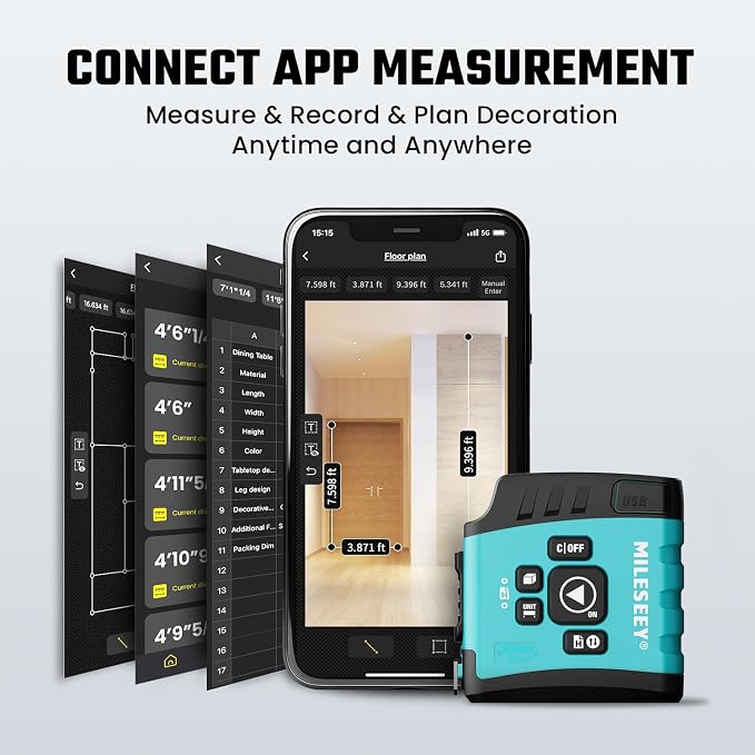 MiLESEEY DT20 Laser Tape Measure 3-in-1, 130FT Laser Distance Meter, 16FT - Image 2