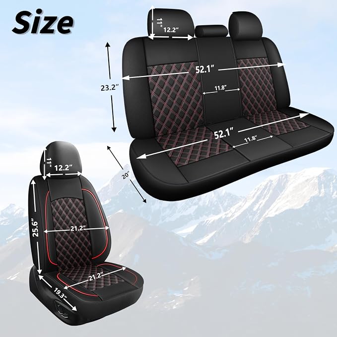Car Seat Covers Full Set, Breathable and Waterproof Napa Leather Car Seat Cover - Image 6