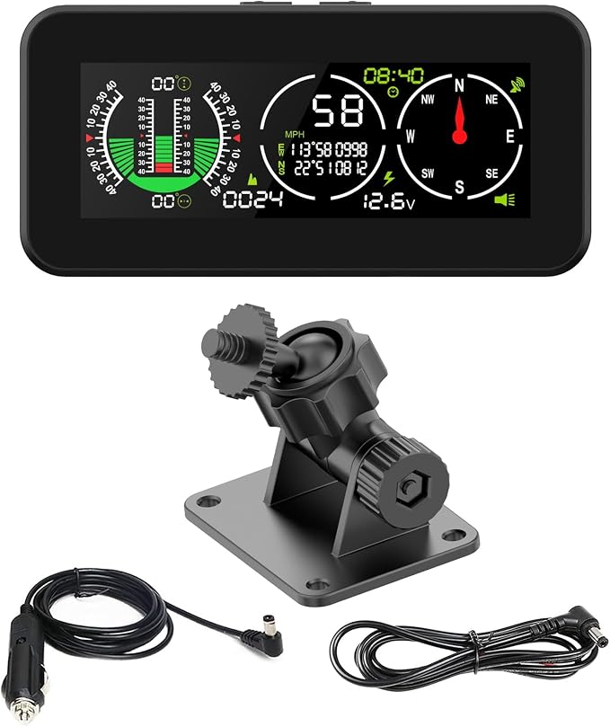 GPS Car Digital Inclinometer for Off Road Vehicles, Head Up Display DC 10-30v by MOTOCOCHE