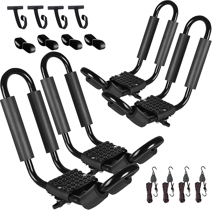 FORWODE Heavy Duty Kayak Roof Rack, 2 Pair J-Bar Kayak Rack by FORWODE