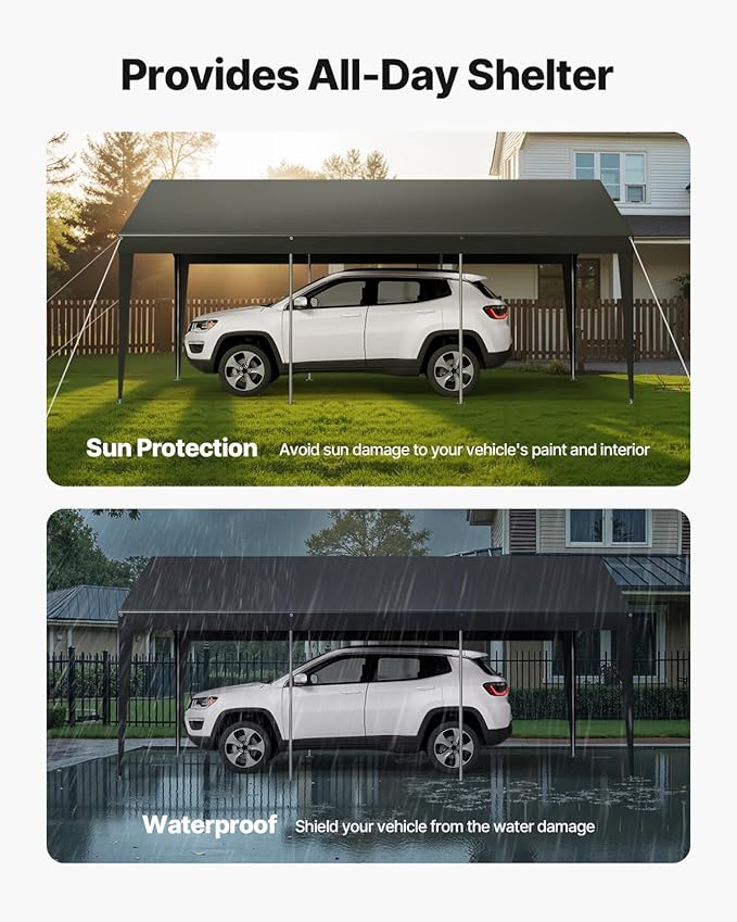 VEVOR Carport, 10 x 20 FT Outdoor Car Canopy, Potable Carport, Heavy Duty - Image 3