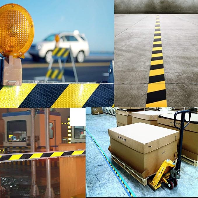 Waterproof Reflective Safety Tape Roll 2"X150' Yellow Black Striped Floor - Image 8
