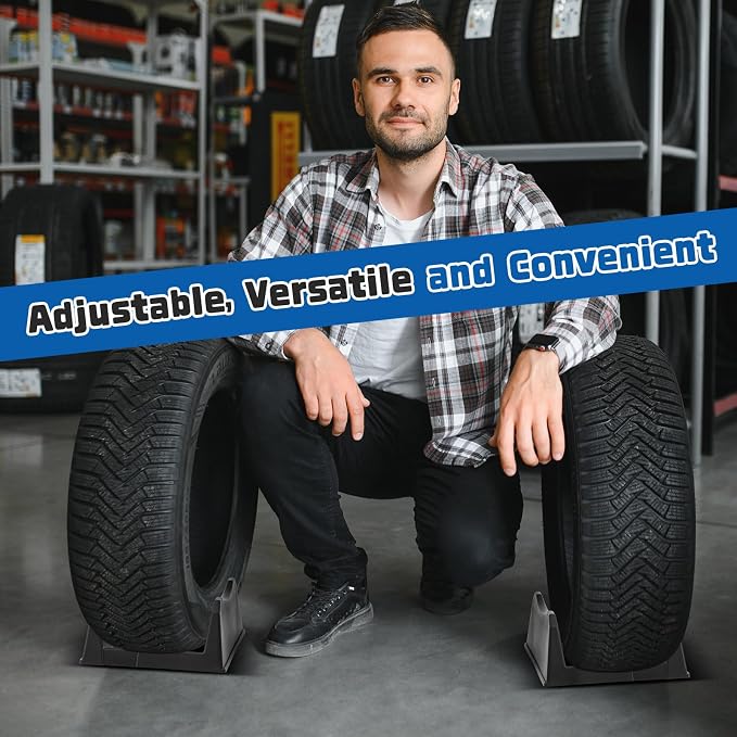 2 Pcs Car Tire Display Stand Wheel Display Rack Adjustable Width Rim Storage - Image 6