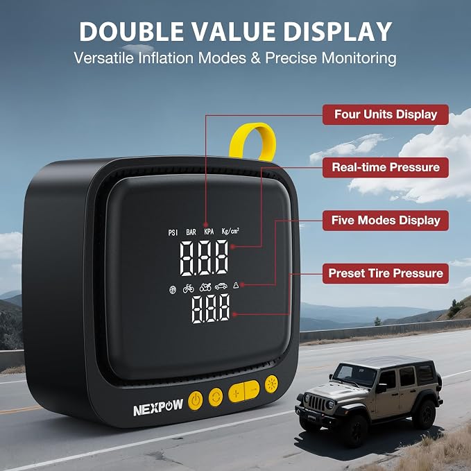Tire Inflator Portable Air Compressor, NEXPOW 150PSI 12V DC Air Pump - Image 7