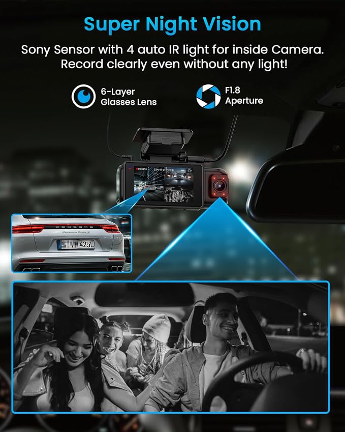 iiwey N7 3 Channel Dash Cam Front and Rear Inside 3K+1080P+1080P - Image 7